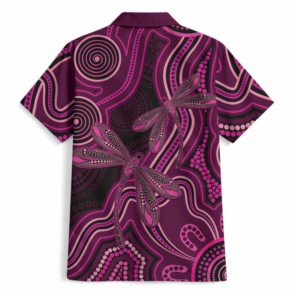 Australia Breast Cancer Support Hawaiian Shirt Pink Dragonflies Aboriginal Art