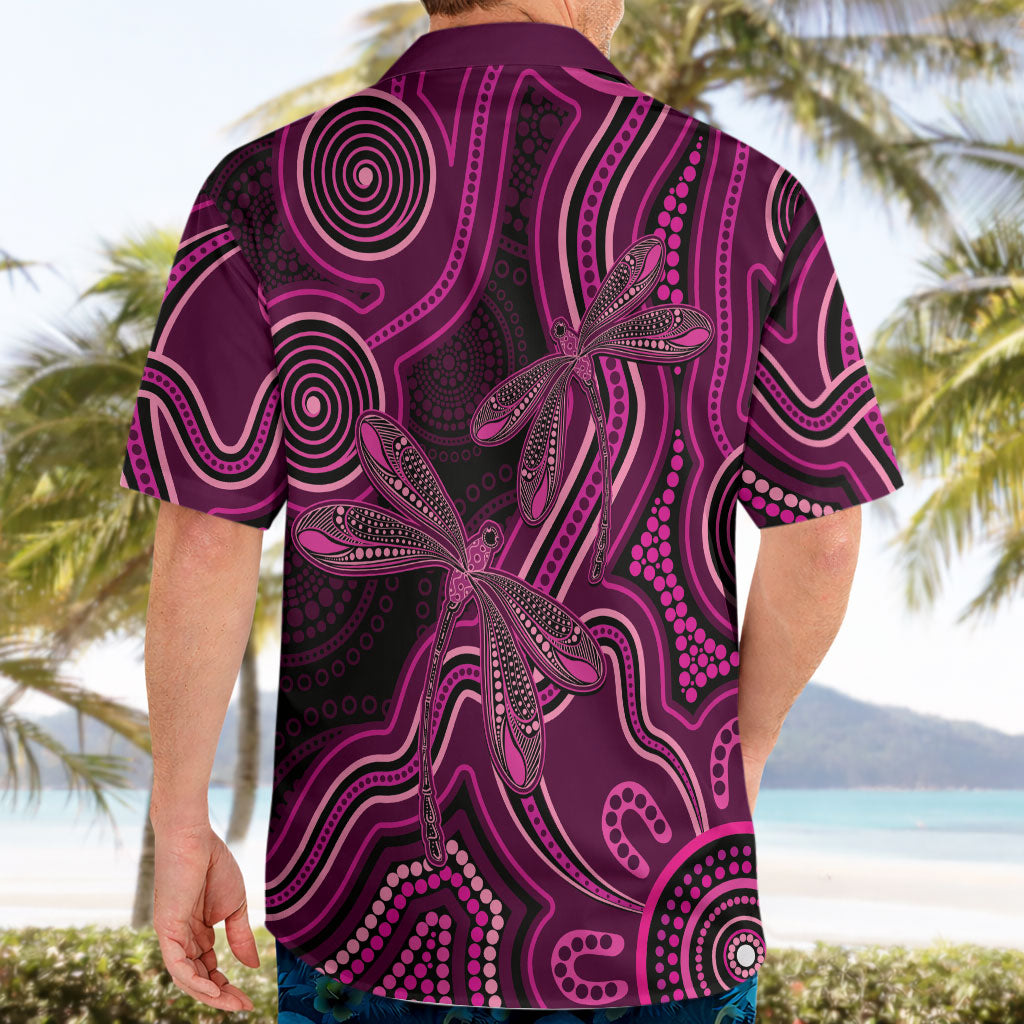Australia Breast Cancer Support Hawaiian Shirt Pink Dragonflies Aboriginal Art