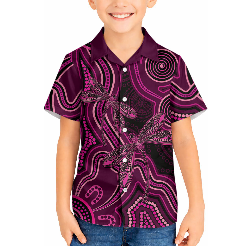Australia Breast Cancer Support Hawaiian Shirt Pink Dragonflies Aboriginal Art