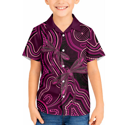 Australia Breast Cancer Support Hawaiian Shirt Pink Dragonflies Aboriginal Art