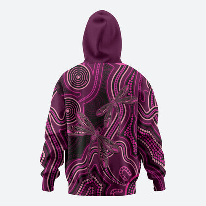 Australia Breast Cancer Support Hoodie Pink Dragonflies Aboriginal Art