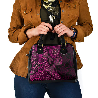 Australia Breast Cancer Support Shoulder Handbag Pink Dragonflies Aboriginal Art
