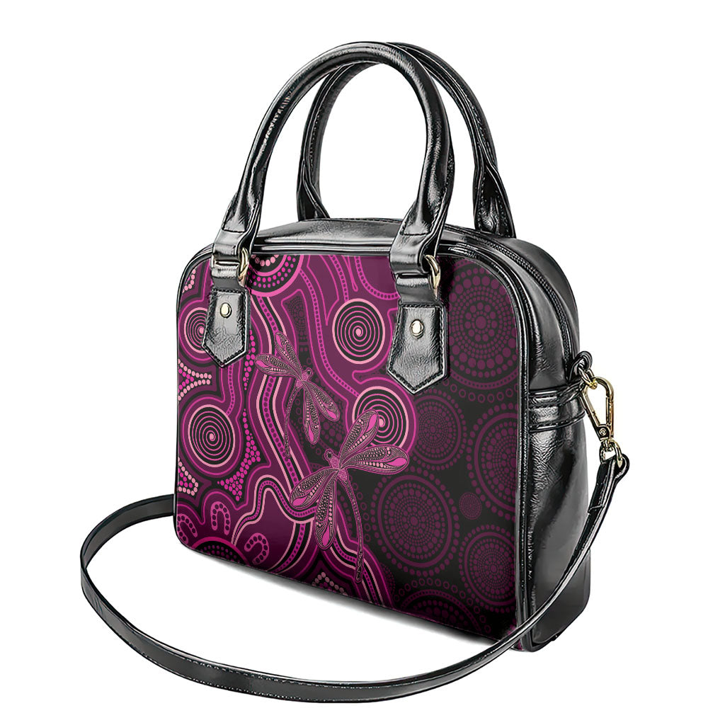 Australia Breast Cancer Support Shoulder Handbag Pink Dragonflies Aboriginal Art