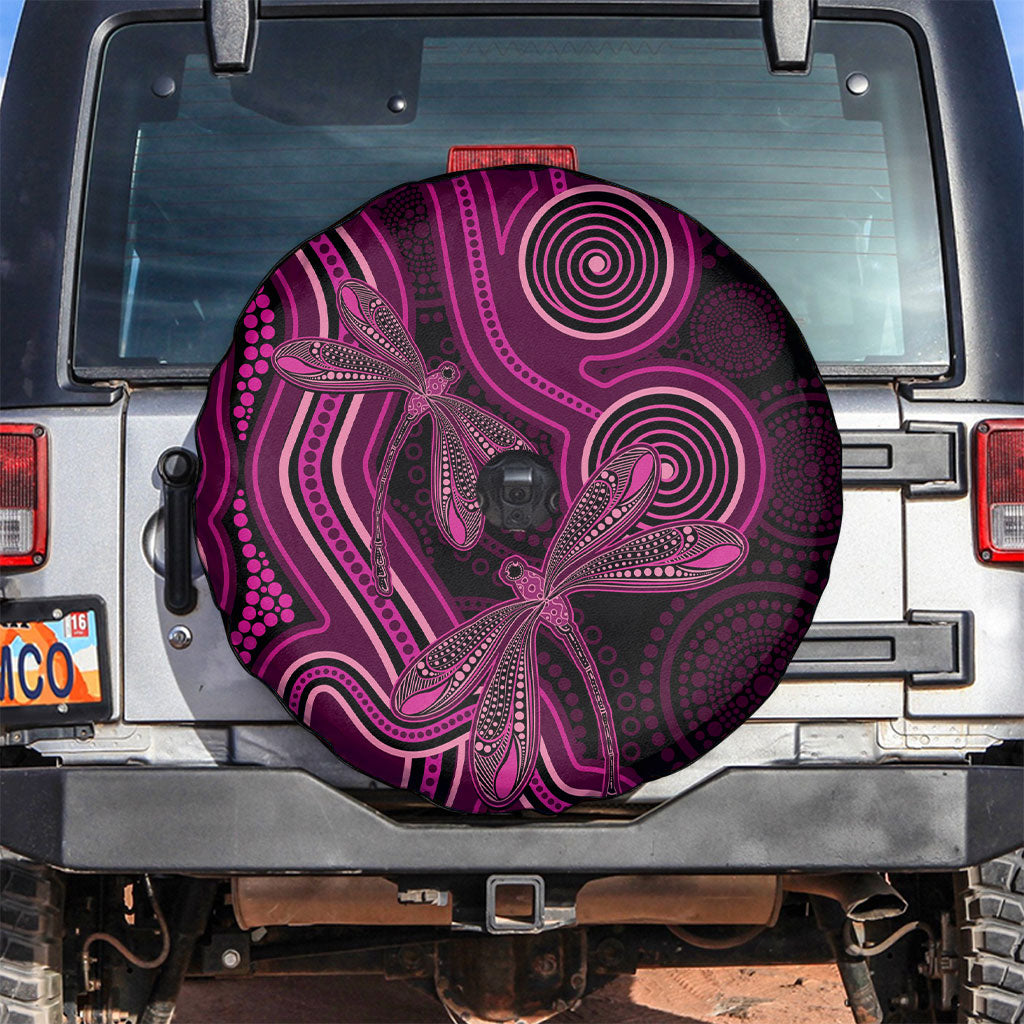 Australia Breast Cancer Support Spare Tire Cover Pink Dragonflies Aboriginal Art