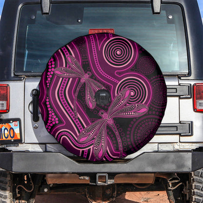 Australia Breast Cancer Support Spare Tire Cover Pink Dragonflies Aboriginal Art