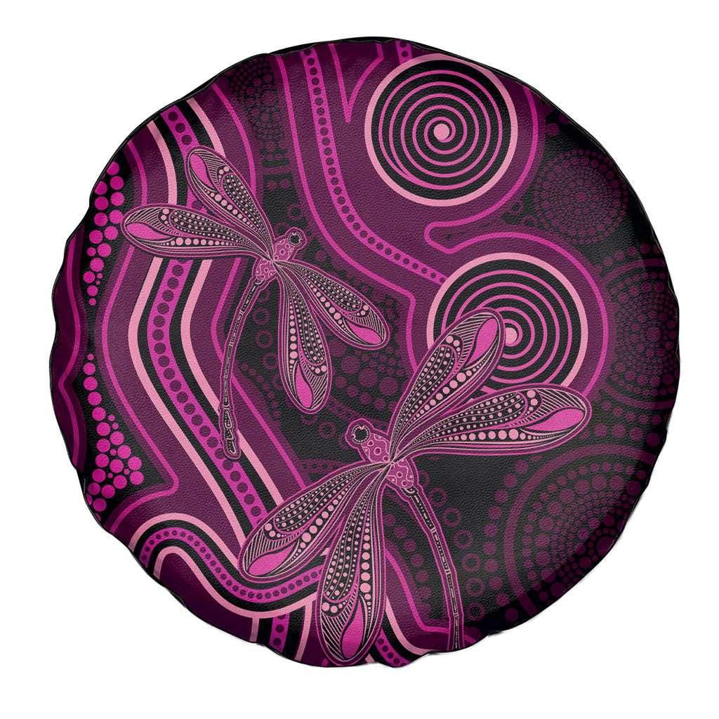 Australia Breast Cancer Support Spare Tire Cover Pink Dragonflies Aboriginal Art