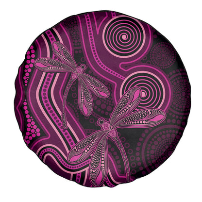 Australia Breast Cancer Support Spare Tire Cover Pink Dragonflies Aboriginal Art