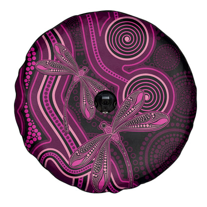 Australia Breast Cancer Support Spare Tire Cover Pink Dragonflies Aboriginal Art