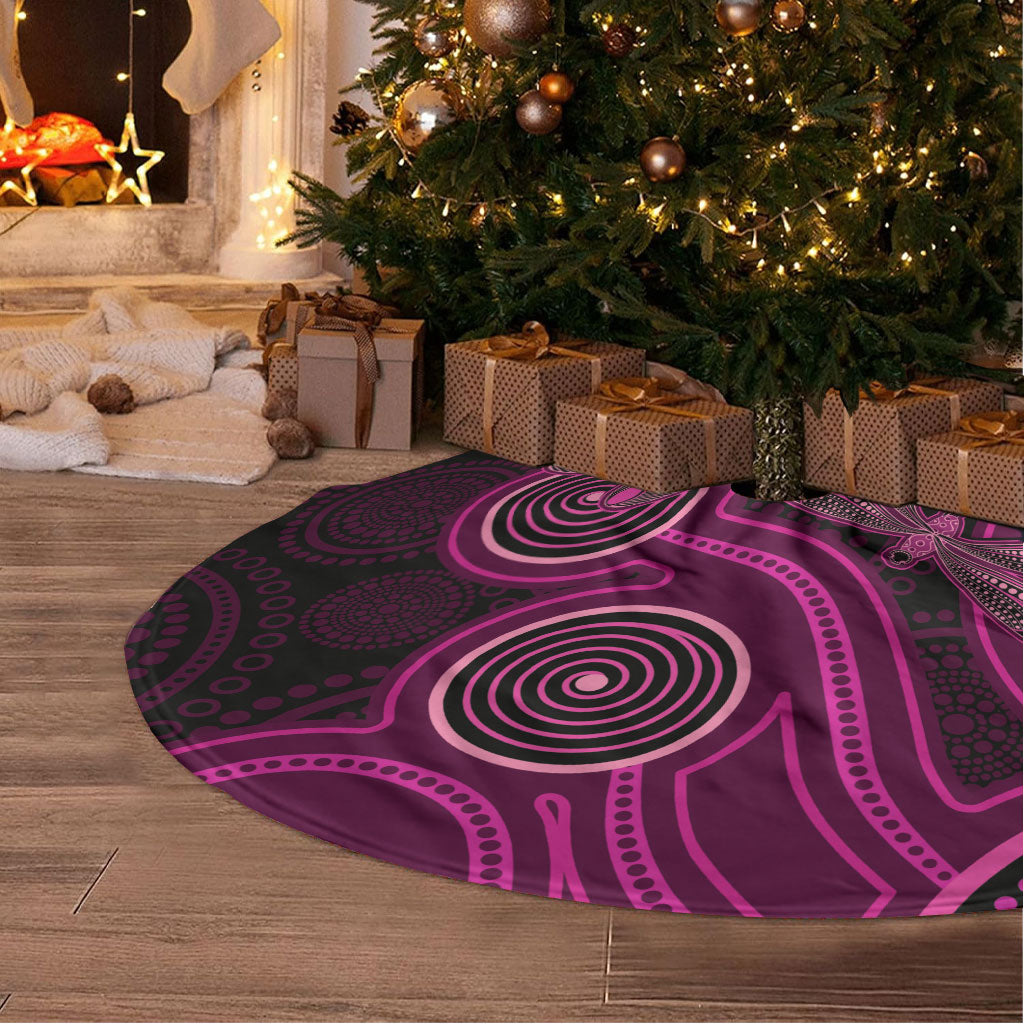 Australia Breast Cancer Support Tree Skirt Pink Dragonflies Aboriginal Art