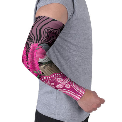 Australia Indigenous Arm Sleeves Breast Cancer Pink Robin Bottlebrush Aboriginal Art