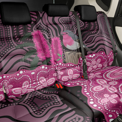 Australia Indigenous Back Car Seat Cover Breast Cancer Pink Robin Bottlebrush Aboriginal Art