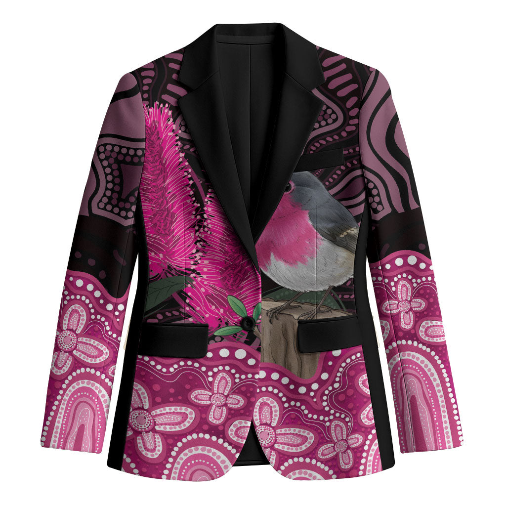 Australia Indigenous Blazer Breast Cancer Pink Robin Bottlebrush Aboriginal Art