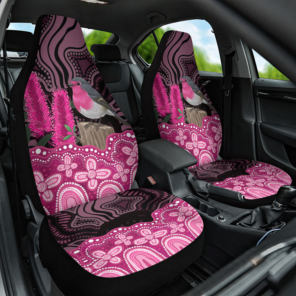 Australia Indigenous Car Seat Cover Breast Cancer Pink Robin Bottlebrush Aboriginal Art