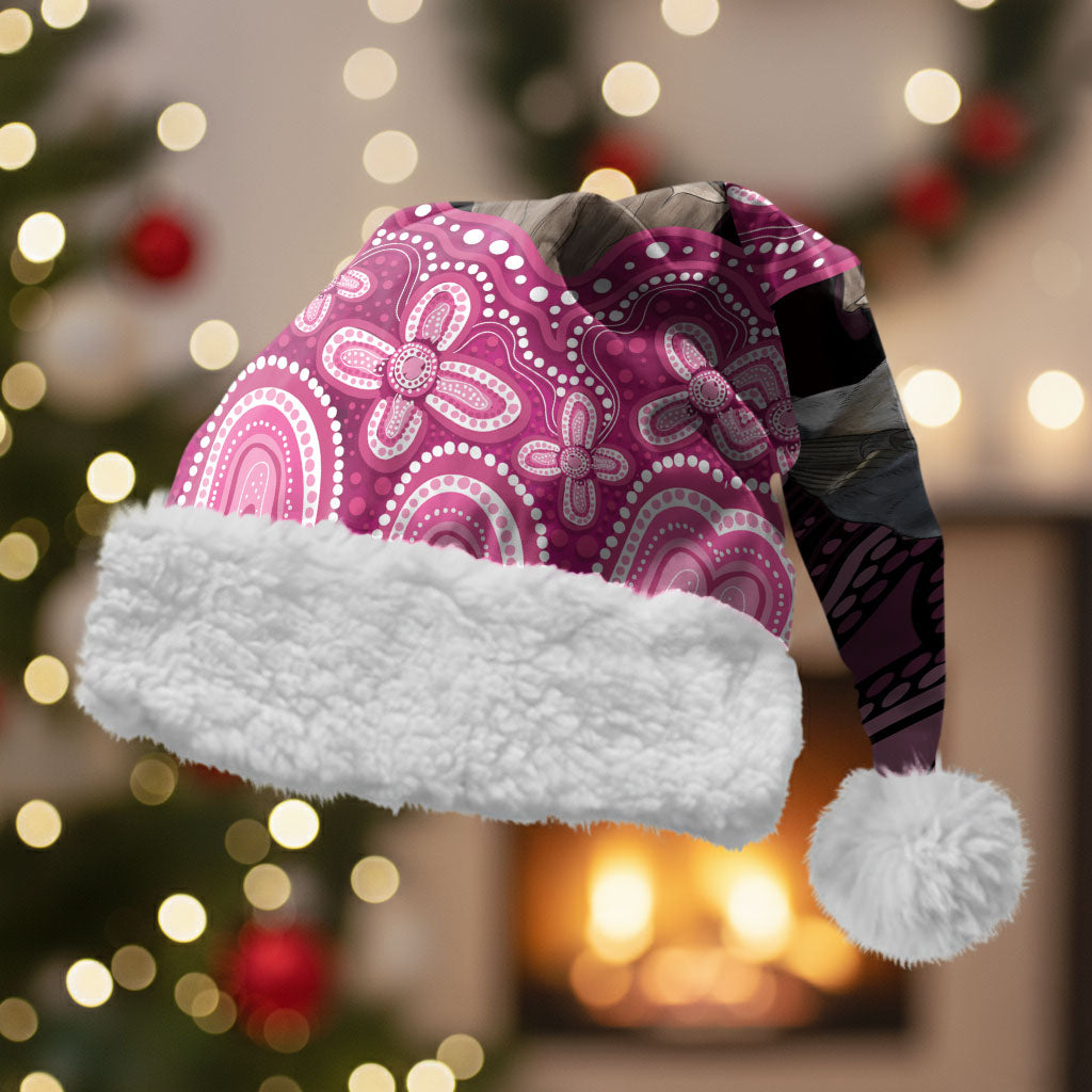 Australia Indigenous Christmas Santa Hat Breast Cancer Pink Robin Bottlebrush Aboriginal Art