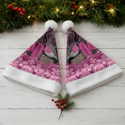 Australia Indigenous Christmas Santa Hat Breast Cancer Pink Robin Bottlebrush Aboriginal Art