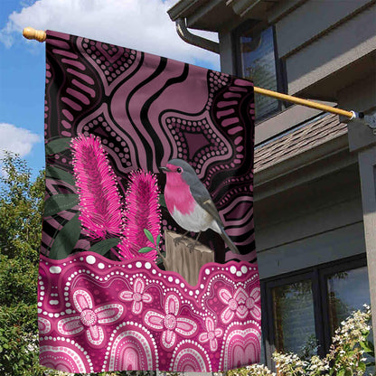 Australia Indigenous Garden Flag Breast Cancer Pink Robin Bottlebrush Aboriginal Art