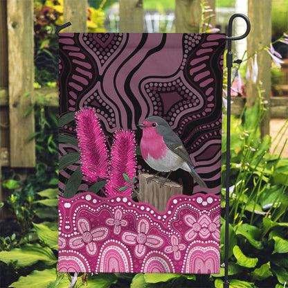 Australia Indigenous Garden Flag Breast Cancer Pink Robin Bottlebrush Aboriginal Art