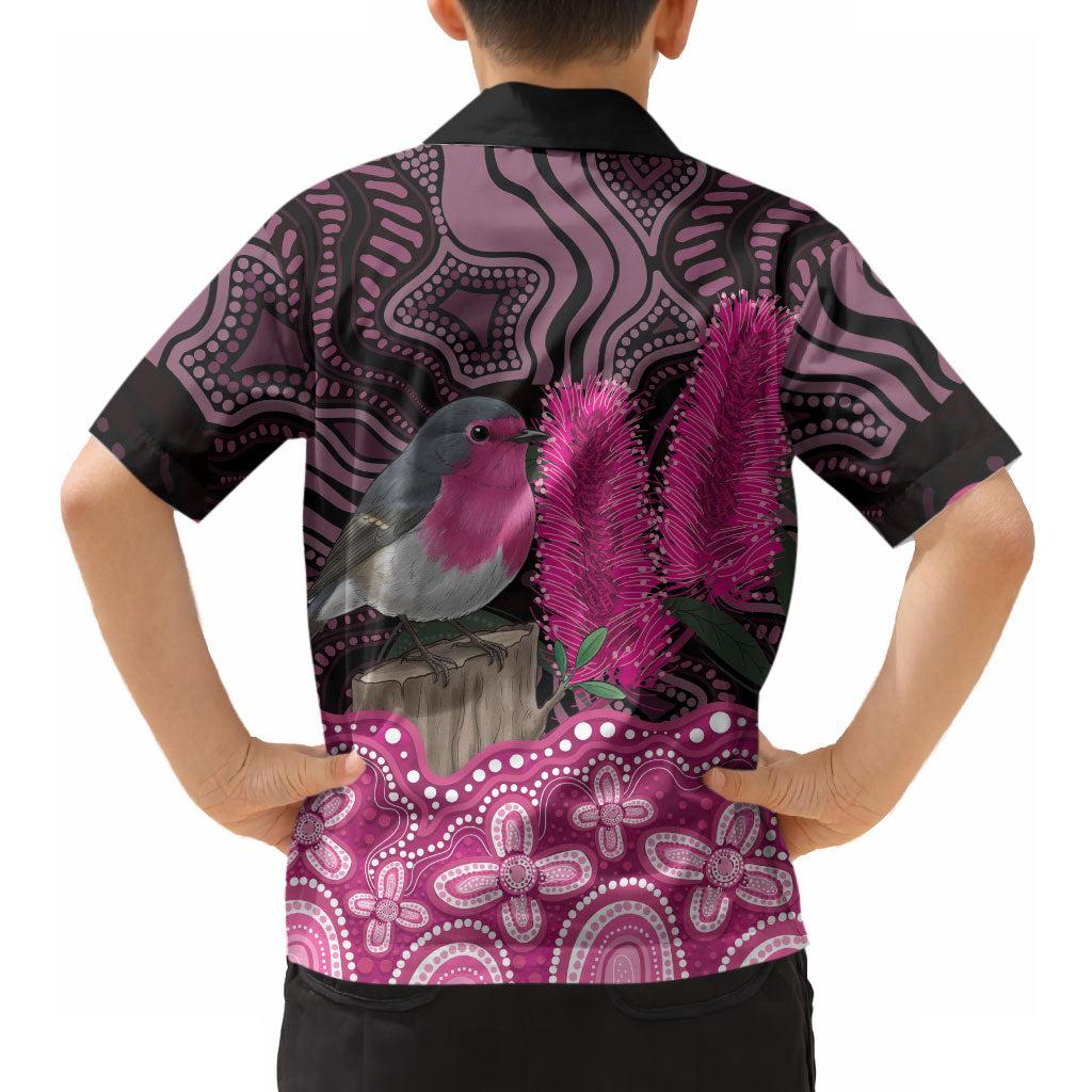 Australia Indigenous Hawaiian Shirt Breast Cancer Pink Robin Bottlebrush Aboriginal Art