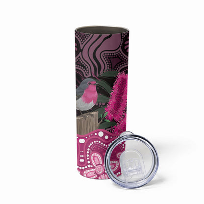 Australia Indigenous Skinny Tumbler Breast Cancer Pink Robin Bottlebrush Aboriginal Art