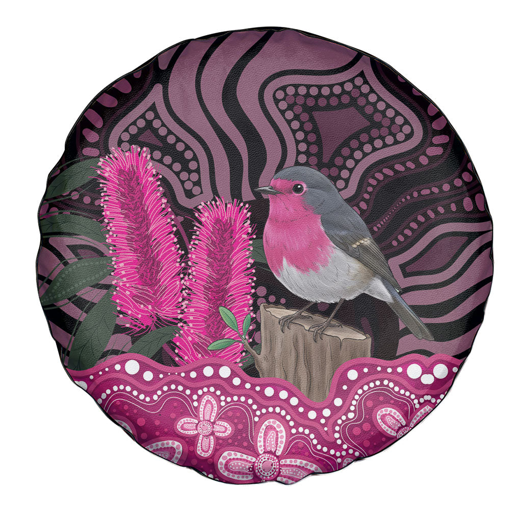 Australia Indigenous Spare Tire Cover Breast Cancer Pink Robin Bottlebrush Aboriginal Art