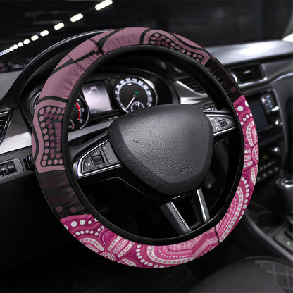 Australia Indigenous Steering Wheel Cover Breast Cancer Pink Robin Bottlebrush Aboriginal Art
