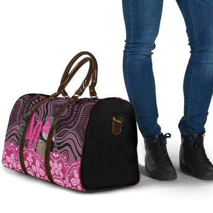 Australia Indigenous Travel Bag Breast Cancer Pink Robin Bottlebrush Aboriginal Art