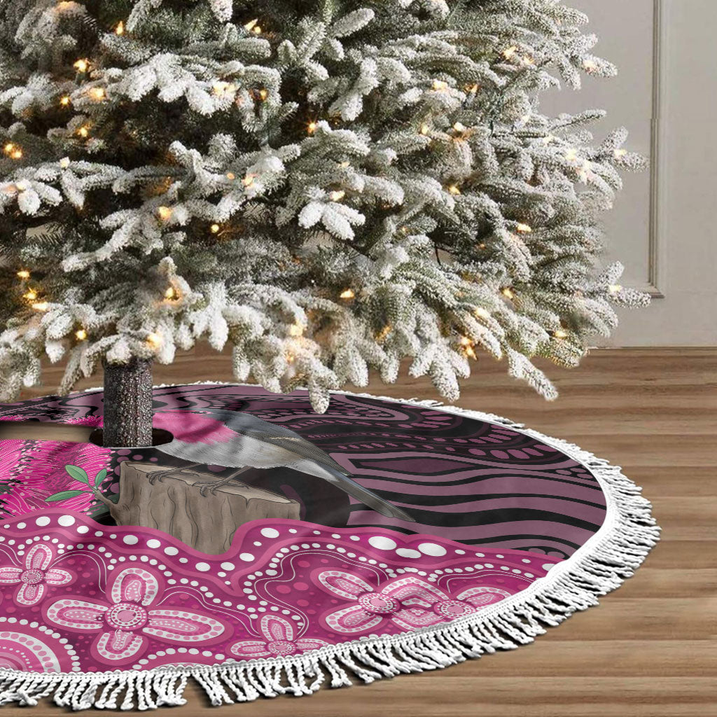 Australia Indigenous Tree Skirt Breast Cancer Pink Robin Bottlebrush Aboriginal Art