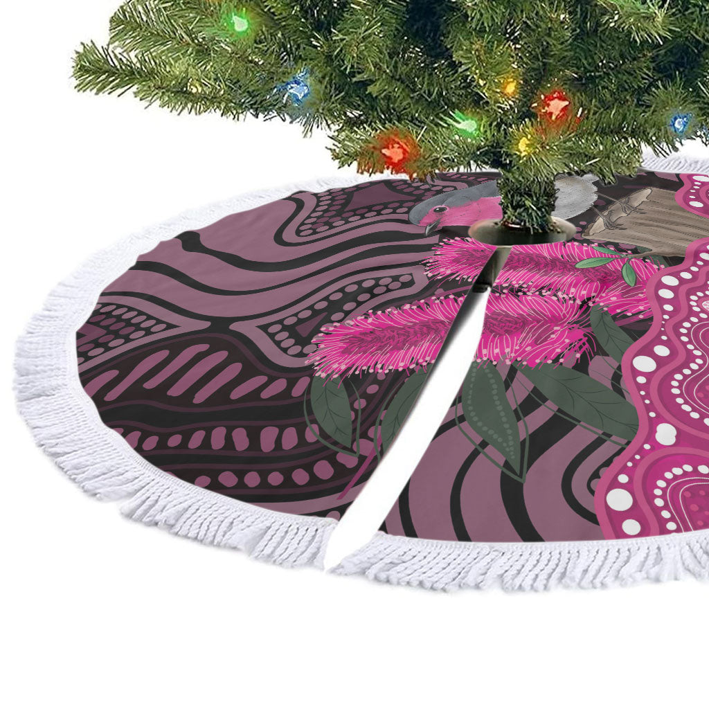 Australia Indigenous Tree Skirt Breast Cancer Pink Robin Bottlebrush Aboriginal Art