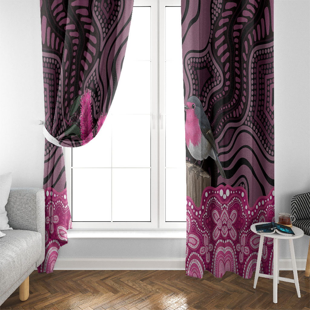 Australia Indigenous Window Curtain Breast Cancer Pink Robin Bottlebrush Aboriginal Art