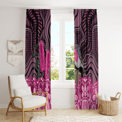 Australia Indigenous Window Curtain Breast Cancer Pink Robin Bottlebrush Aboriginal Art