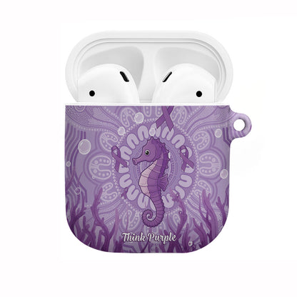Australia Epilepsy Support AirPods Case Seahorse Think Purple Ribbon Aboriginal