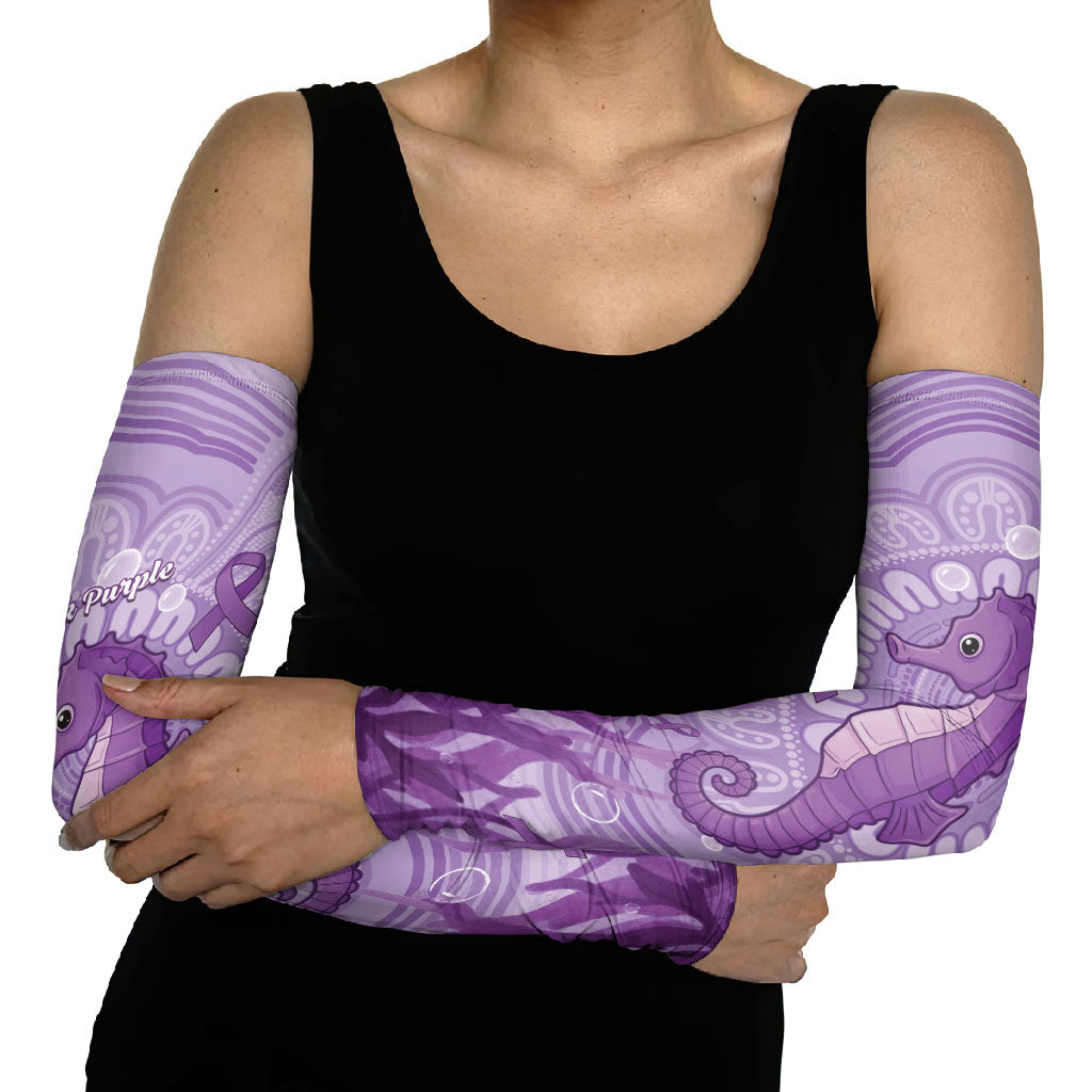 Australia Epilepsy Support Arm Sleeves Seahorse Think Purple Ribbon Aboriginal