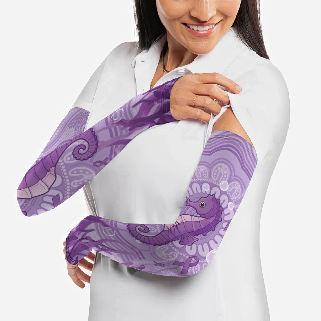 Australia Epilepsy Support Arm Sleeves Seahorse Think Purple Ribbon Aboriginal