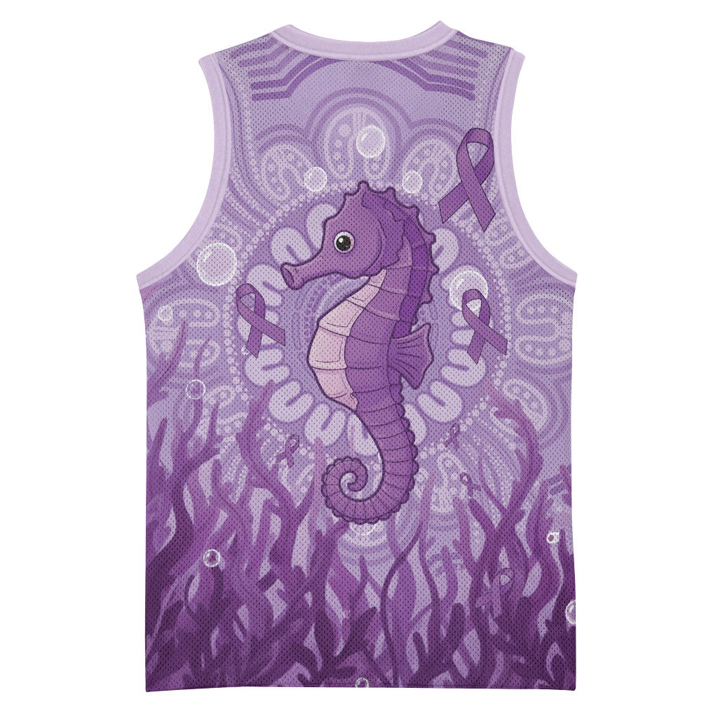 Australia Epilepsy Support Basketball Jersey Seahorse Think Purple Ribbon Aboriginal