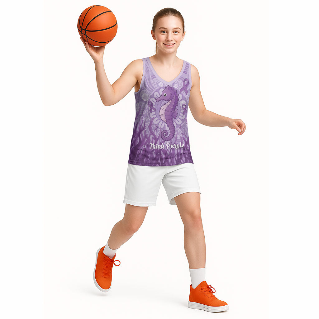 Australia Epilepsy Support Basketball Jersey Seahorse Think Purple Ribbon Aboriginal