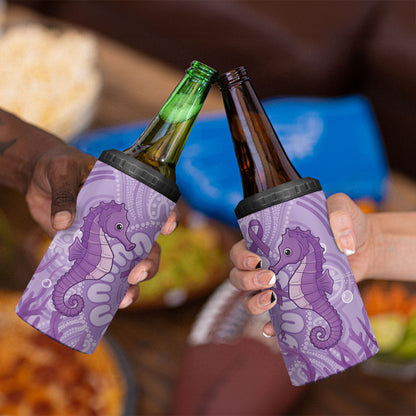 Australia Epilepsy Support 4 in 1 Can Cooler Tumbler Seahorse Think Purple Ribbon Aboriginal
