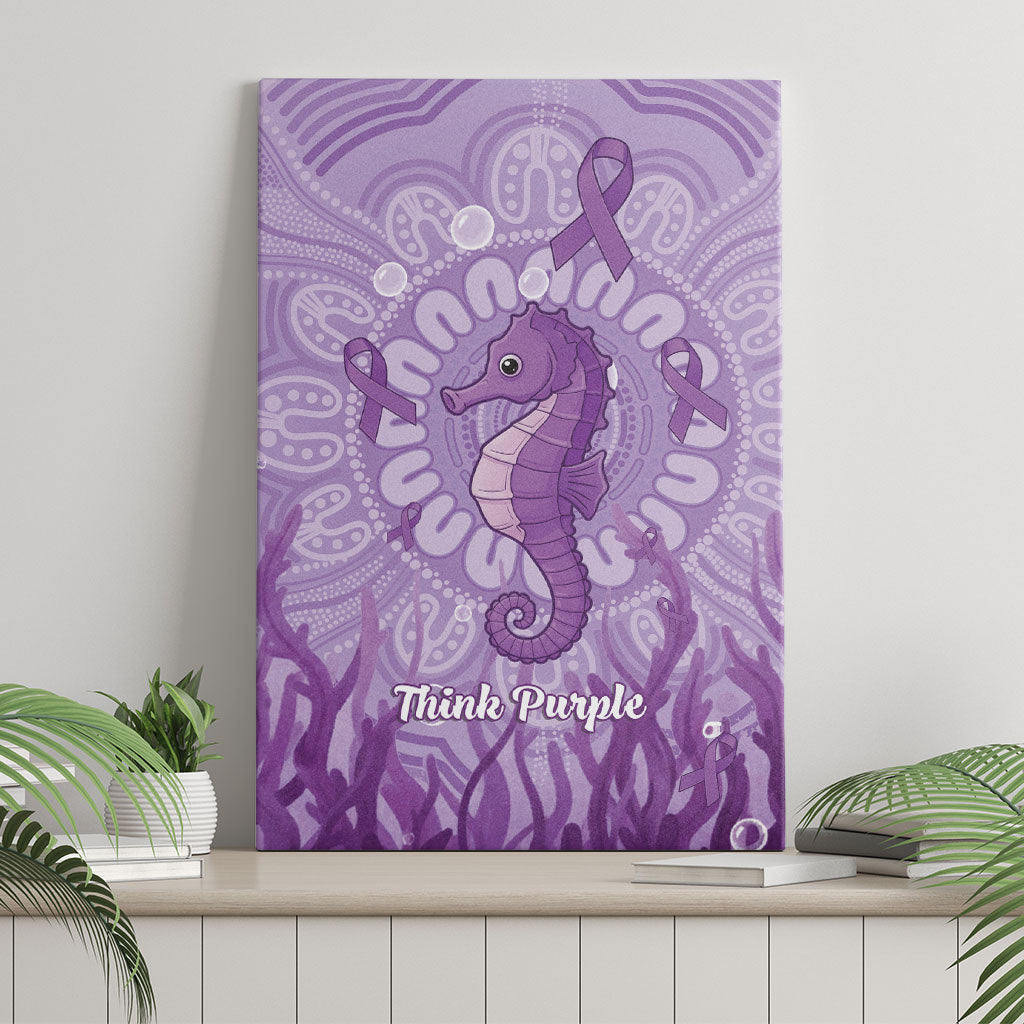 Australia Epilepsy Support Canvas Wall Art Seahorse Think Purple Ribbon Aboriginal