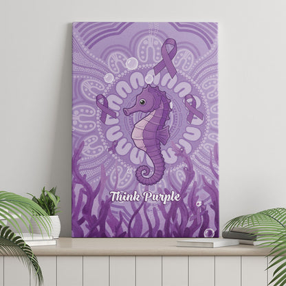 Australia Epilepsy Support Canvas Wall Art Seahorse Think Purple Ribbon Aboriginal