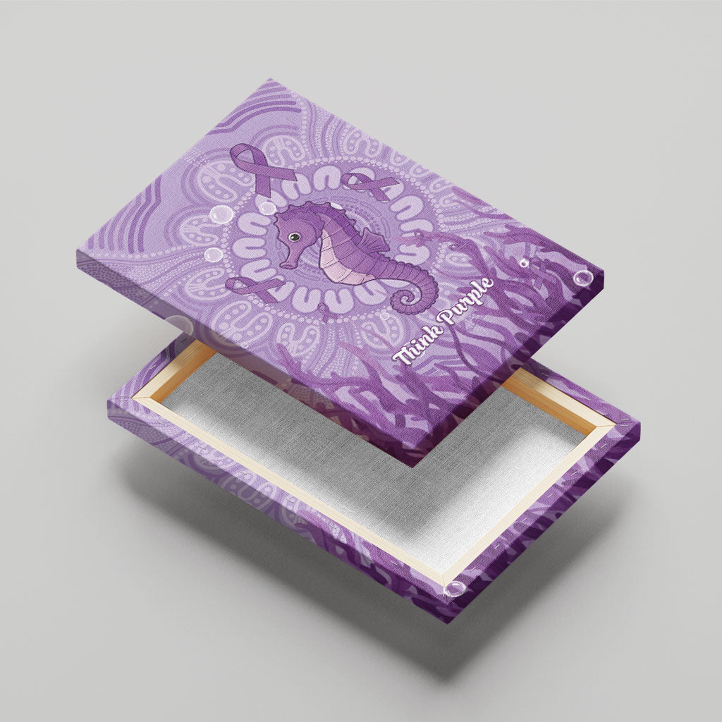 Australia Epilepsy Support Canvas Wall Art Seahorse Think Purple Ribbon Aboriginal