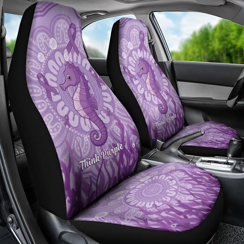 Australia Epilepsy Support Car Seat Cover Seahorse Think Purple Ribbon Aboriginal