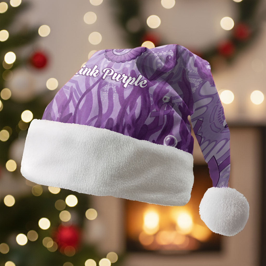 Australia Epilepsy Support Christmas Santa Hat Seahorse Think Purple Ribbon Aboriginal