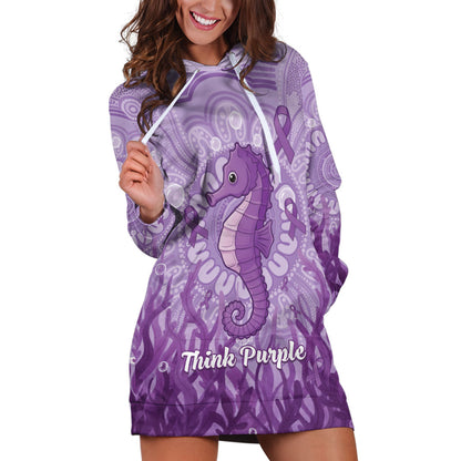 Australia Epilepsy Support Hoodie Dress Seahorse Think Purple Ribbon Aboriginal