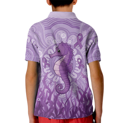 Australia Epilepsy Support Kid Polo Shirt Seahorse Think Purple Ribbon Aboriginal