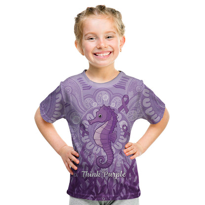 Australia Epilepsy Support Kid T Shirt Seahorse Think Purple Ribbon Aboriginal