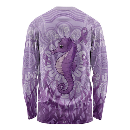 Australia Epilepsy Support Long Sleeve Shirt Seahorse Think Purple Ribbon Aboriginal