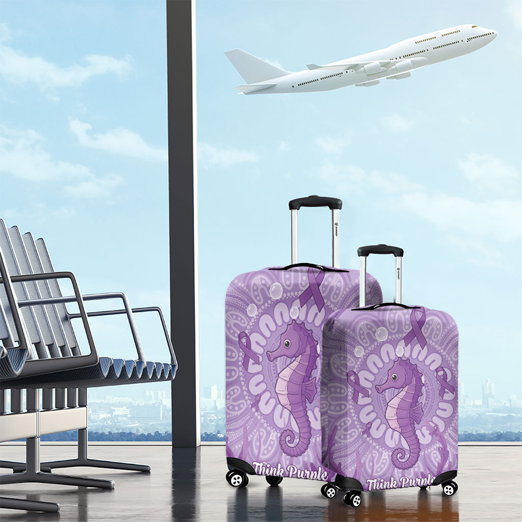 Australia Epilepsy Support Luggage Cover Seahorse Think Purple Ribbon Aboriginal