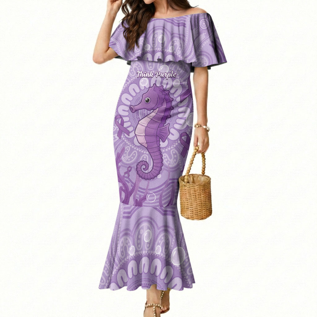 Australia Epilepsy Support Mermaid Dress Seahorse Think Purple Ribbon Aboriginal
