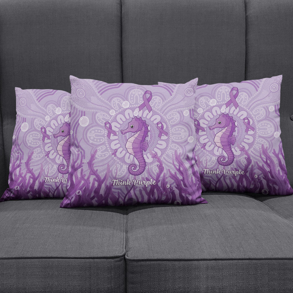 Australia Epilepsy Support Pillow Cover Seahorse Think Purple Ribbon Aboriginal