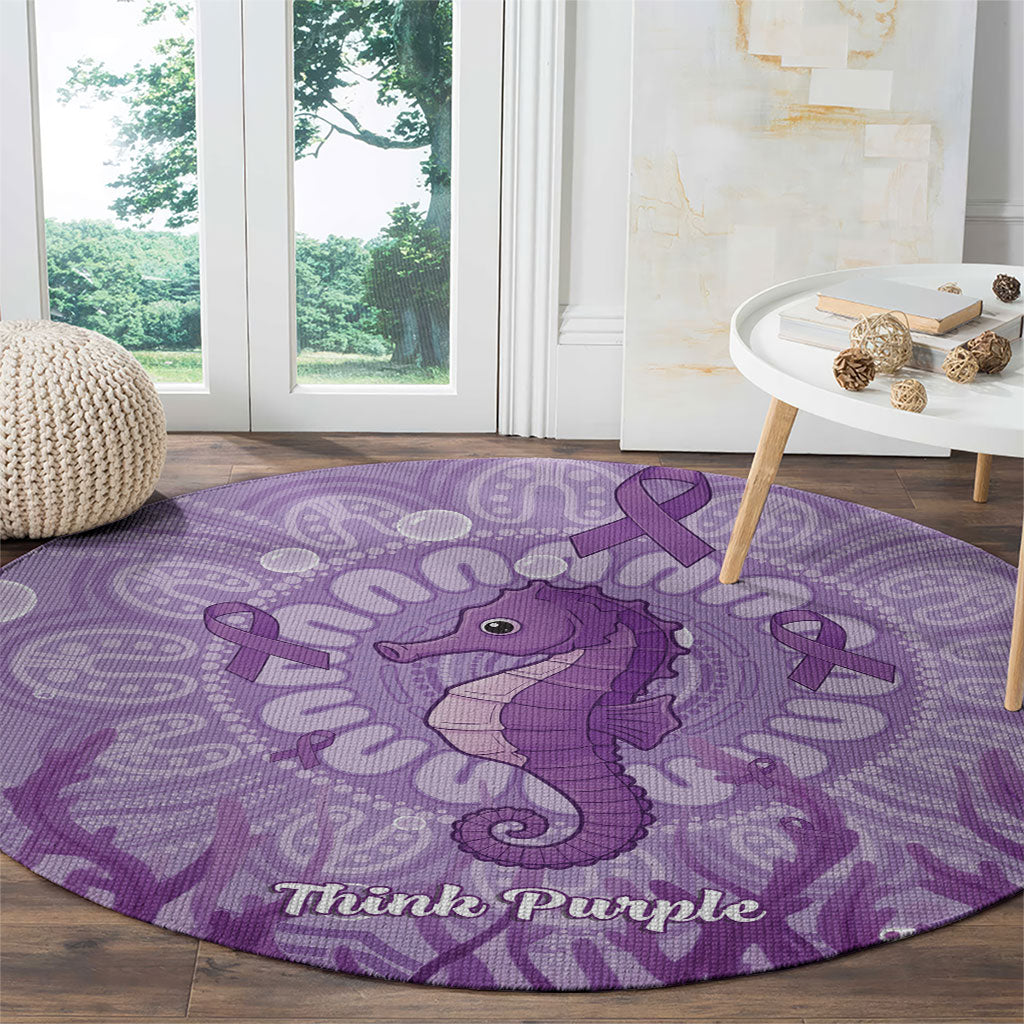 Australia Epilepsy Support Round Carpet Seahorse Think Purple Ribbon Aboriginal