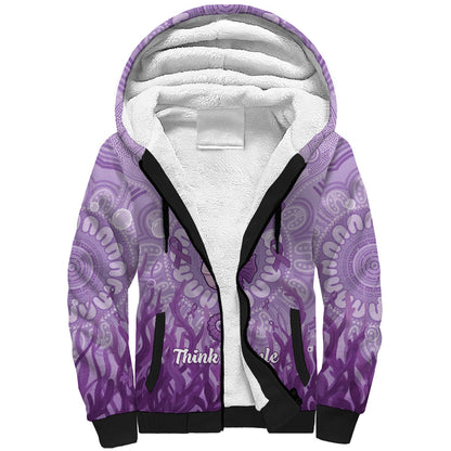 Australia Epilepsy Support Sherpa Hoodie Seahorse Think Purple Ribbon Aboriginal
